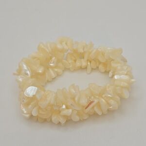 New! 1980s AVON Mother of Pearl Bracelet Shell Chip Stretch 8" Retired In Box